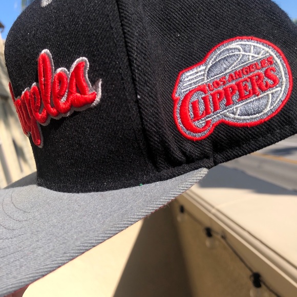 Adidas Los Angeles Clippers Snap Back Hat Embroidered Logo Black Gray NBA Rare - Picture 2 of 8
